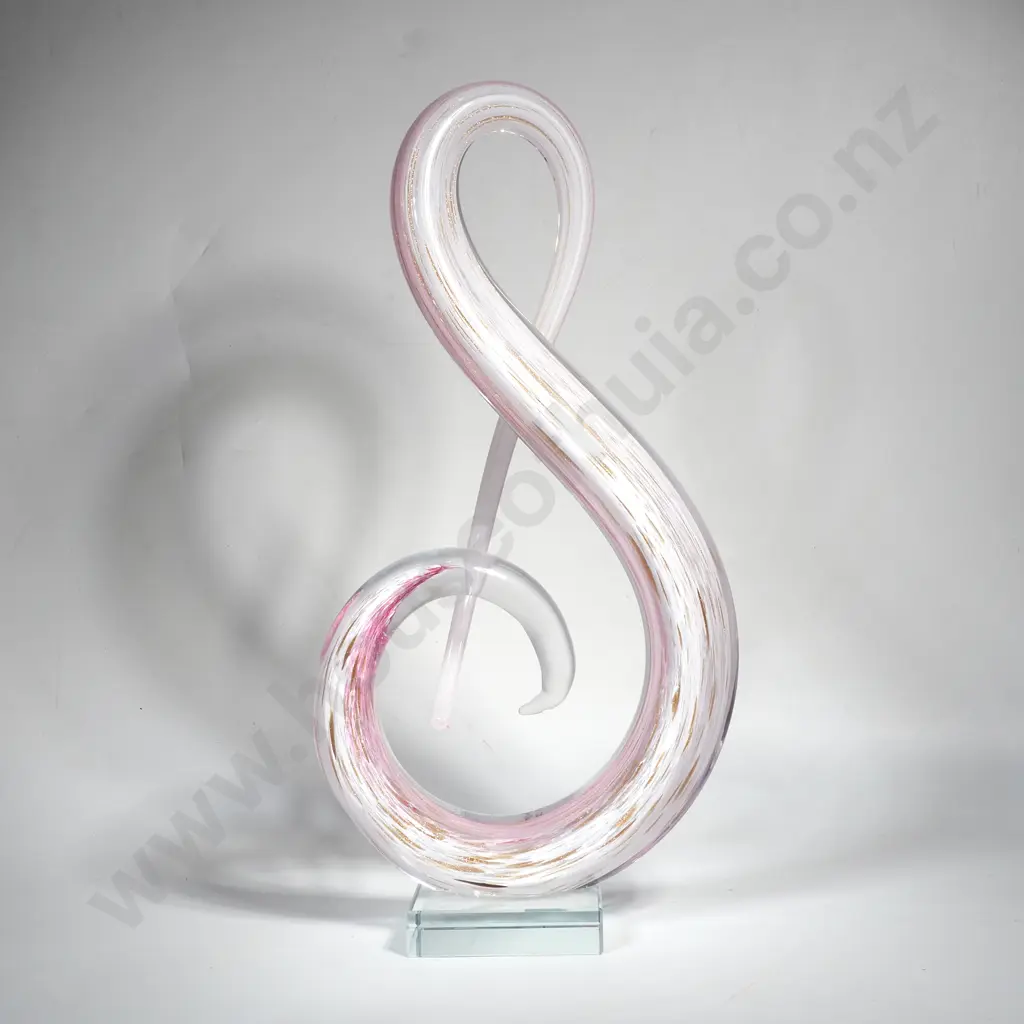Large Hand Blown Glass Treble Clef  Sculptural Ornament Image 1++