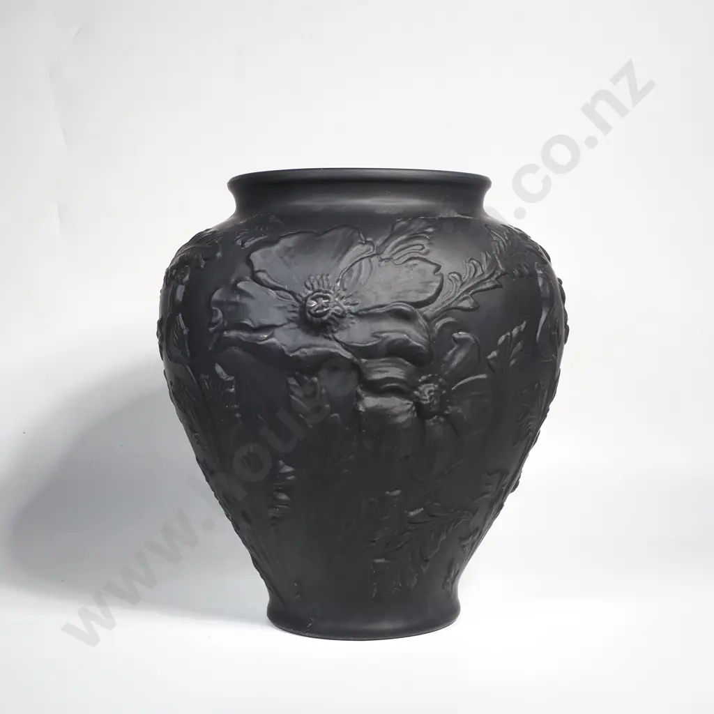 Antique 1920s Tiffin Glass Co Black Satin Poppy Vase Image 1++