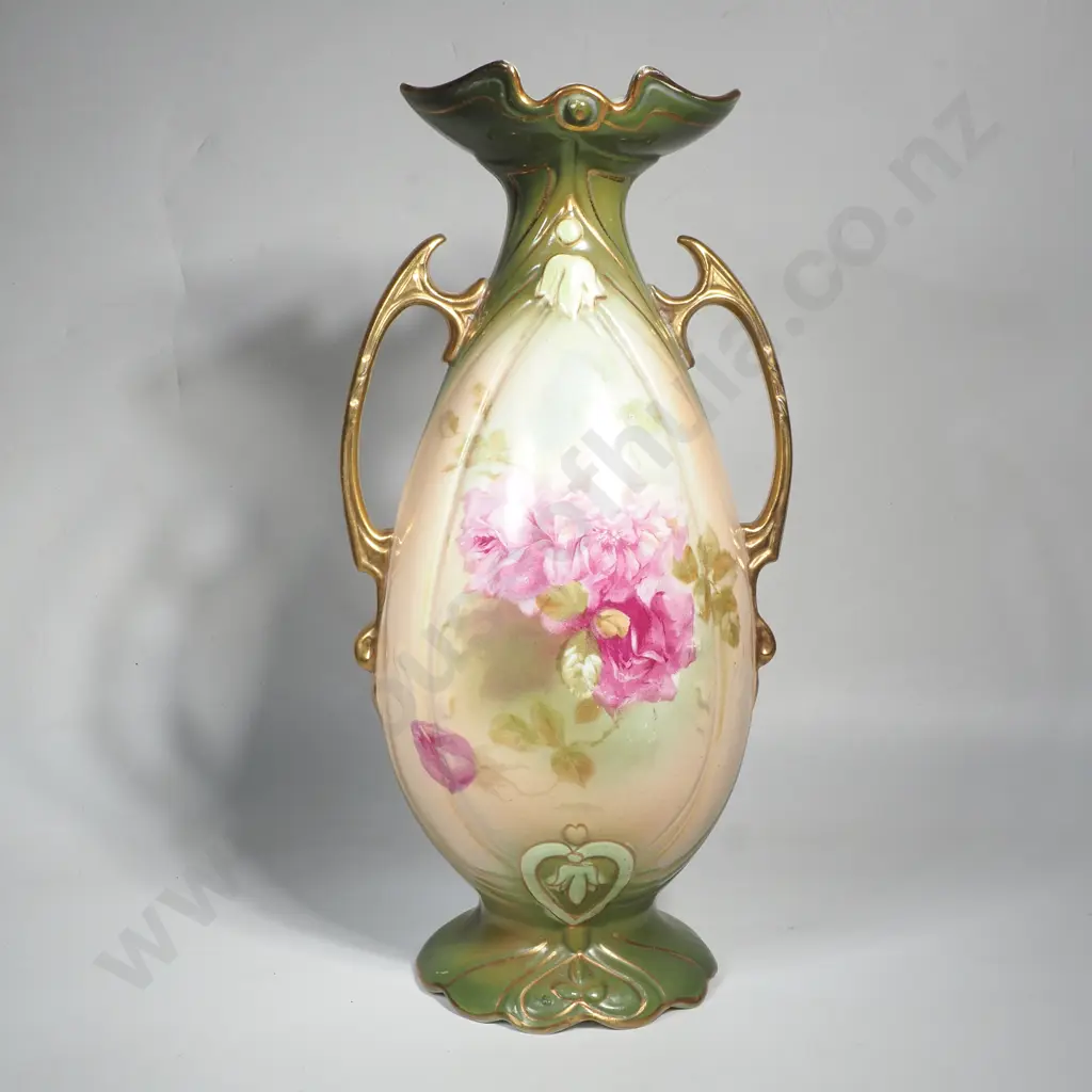 Antique English Gibson & Sons Twin Handled Pottery Vase Image 1++