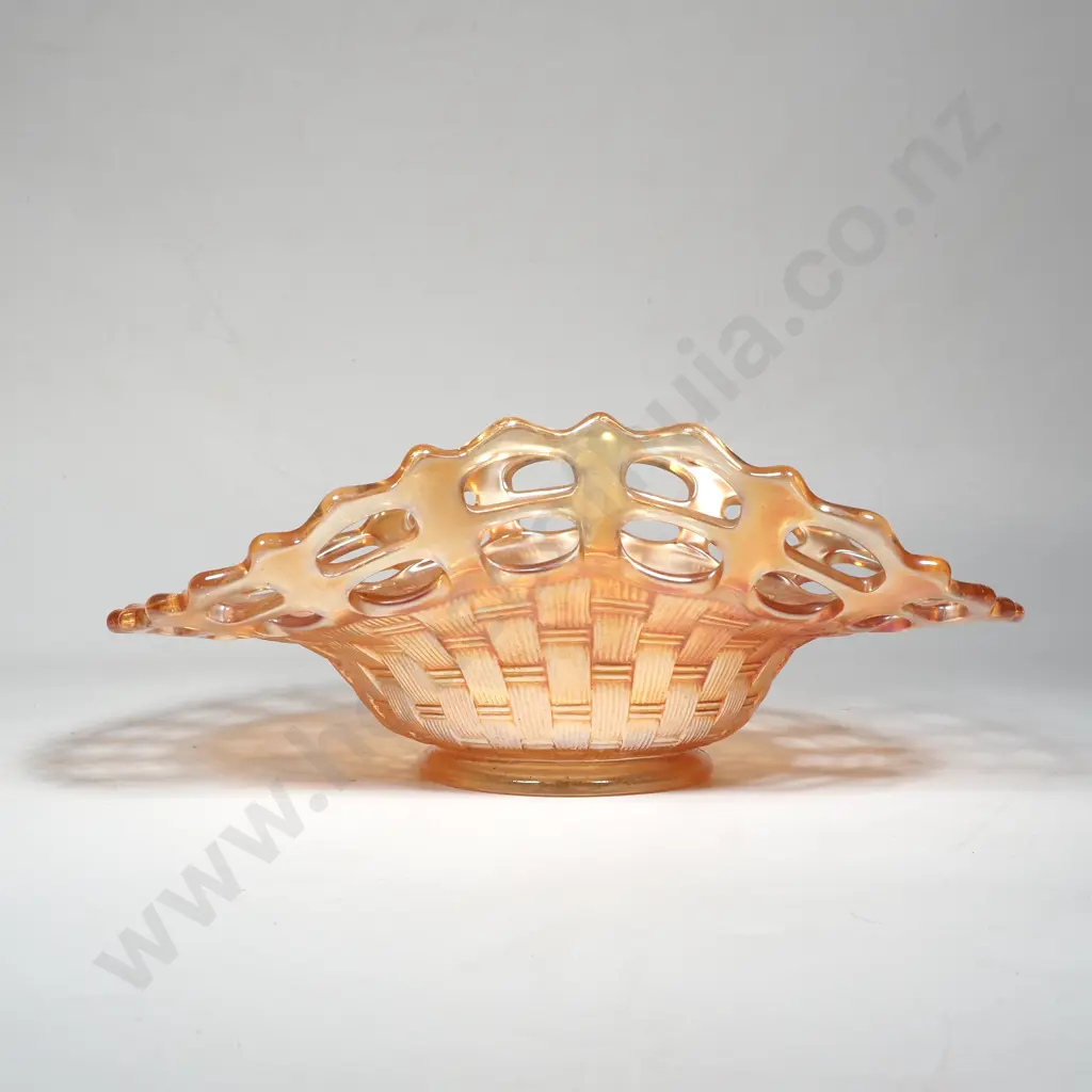 Antique Northwood 'Golden Iris' Wild Rose Pattern Carnival Glass Footed Bowl Image 1++