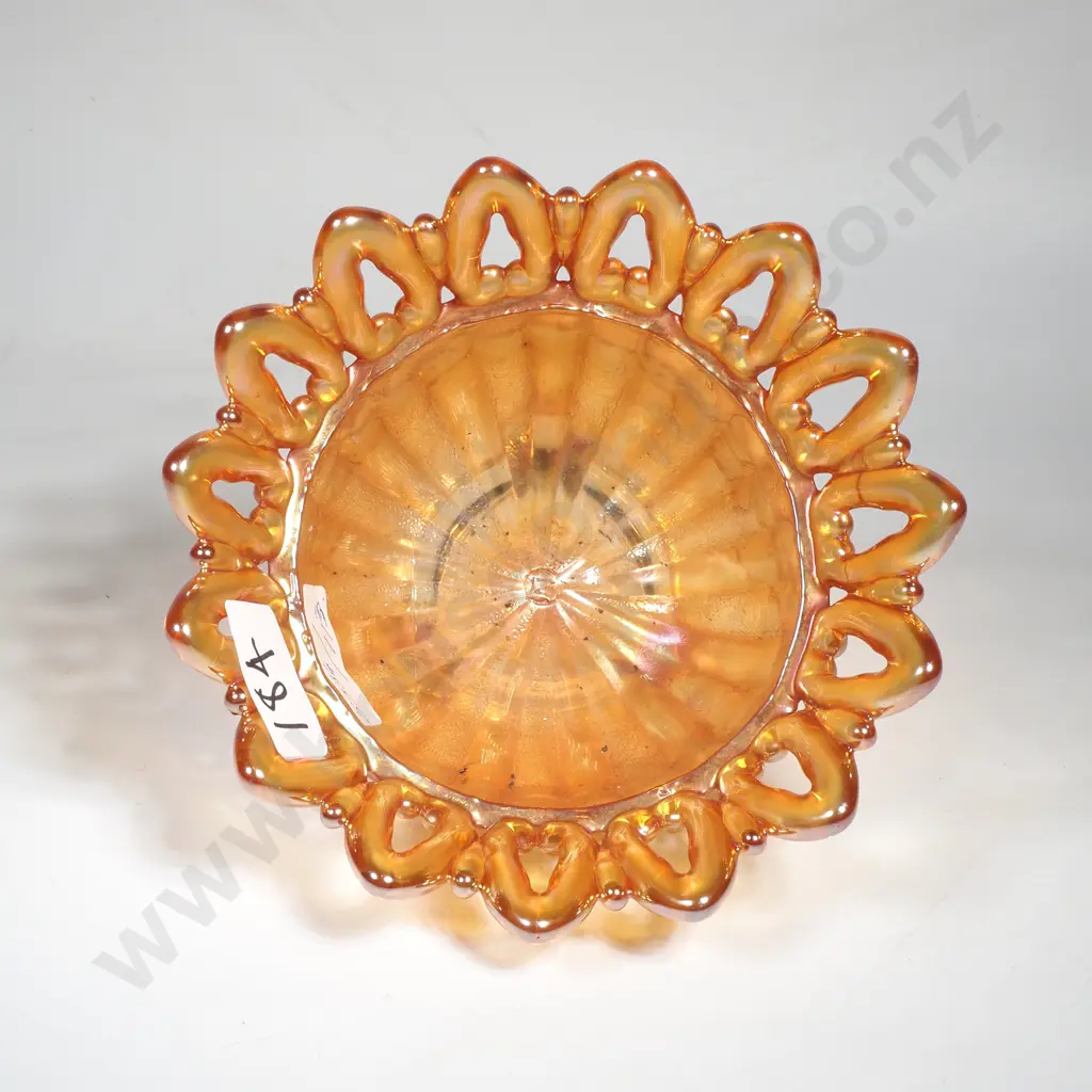 Vintage Fenton Marigold Carnival Glass Open Lace Bowl Image 1++
