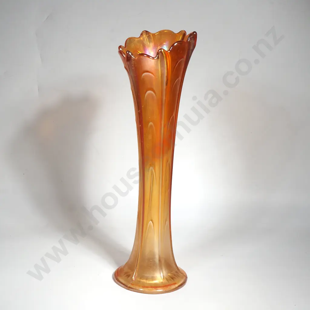 Antique Dugan Marigold Carnival Glass Swung Vase Image 1++