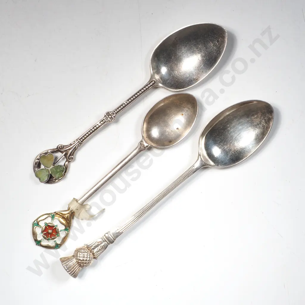Three Sterling Silver Tea Spoons w English Hallmarks Image 1++