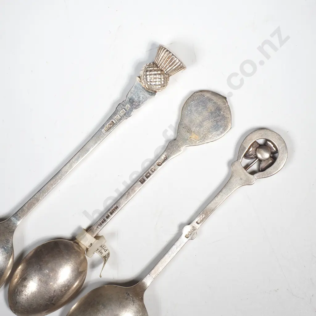 Three Sterling Silver Tea Spoons w English Hallmarks Image 1++