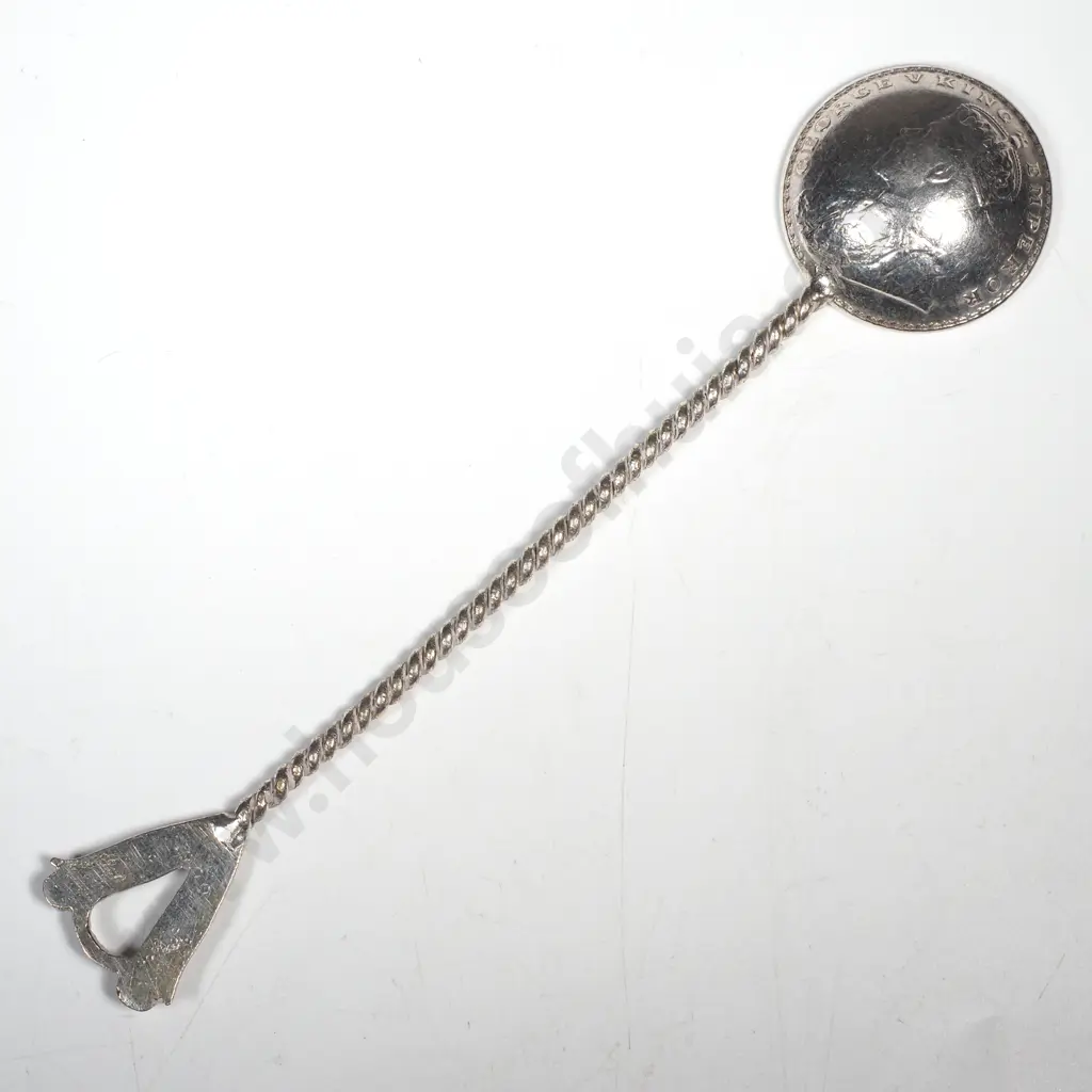 1918 India One Rupee Coin Mounted Into Silver Spoon Image 1++