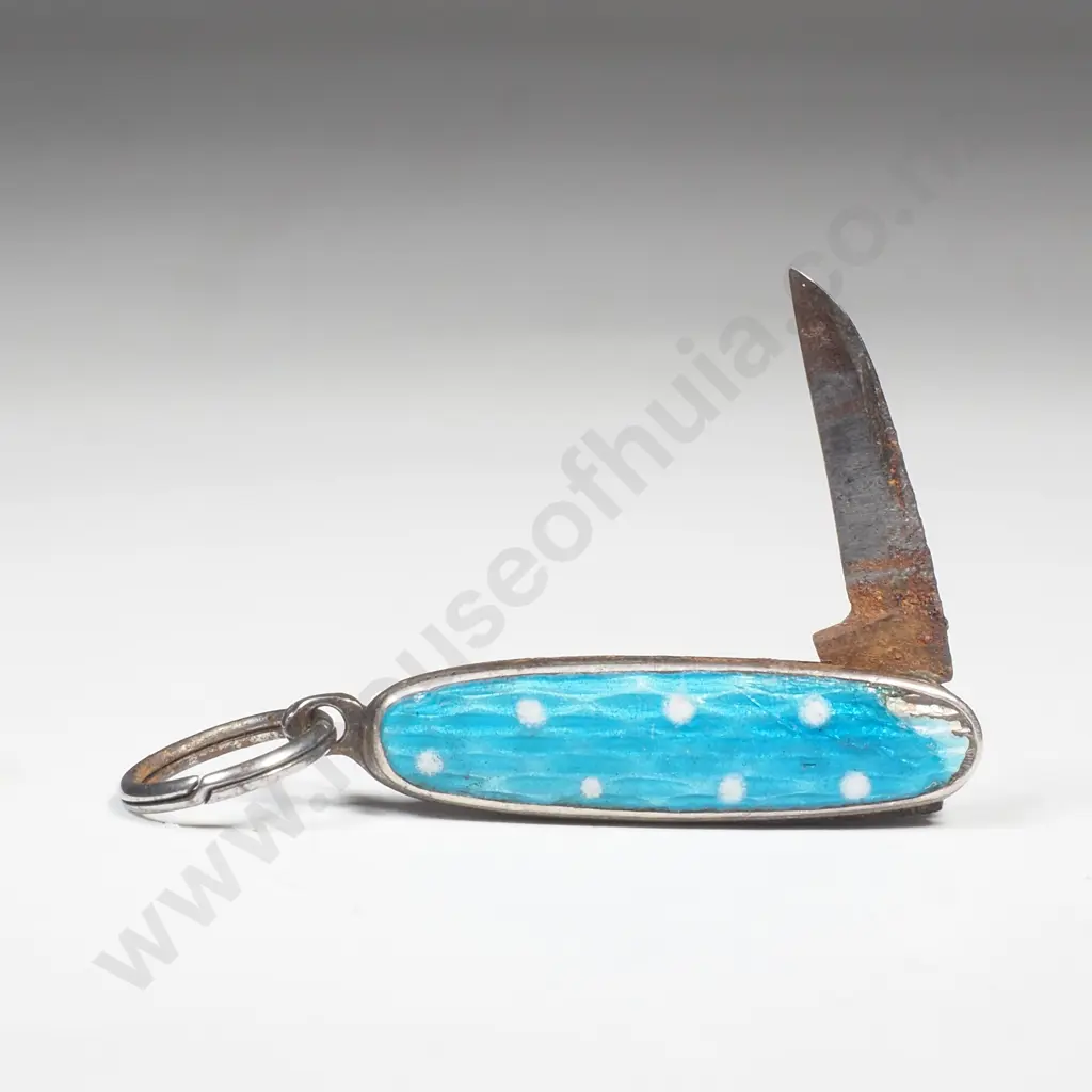 Antique Enamel Miniature Pocket Knife Pendant A/F Image 1++
