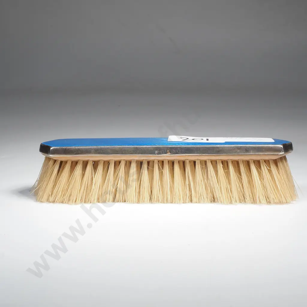 Sterling Silver & Guilloche Enamel Clothes Brush -  TW 58 grams Image 1++