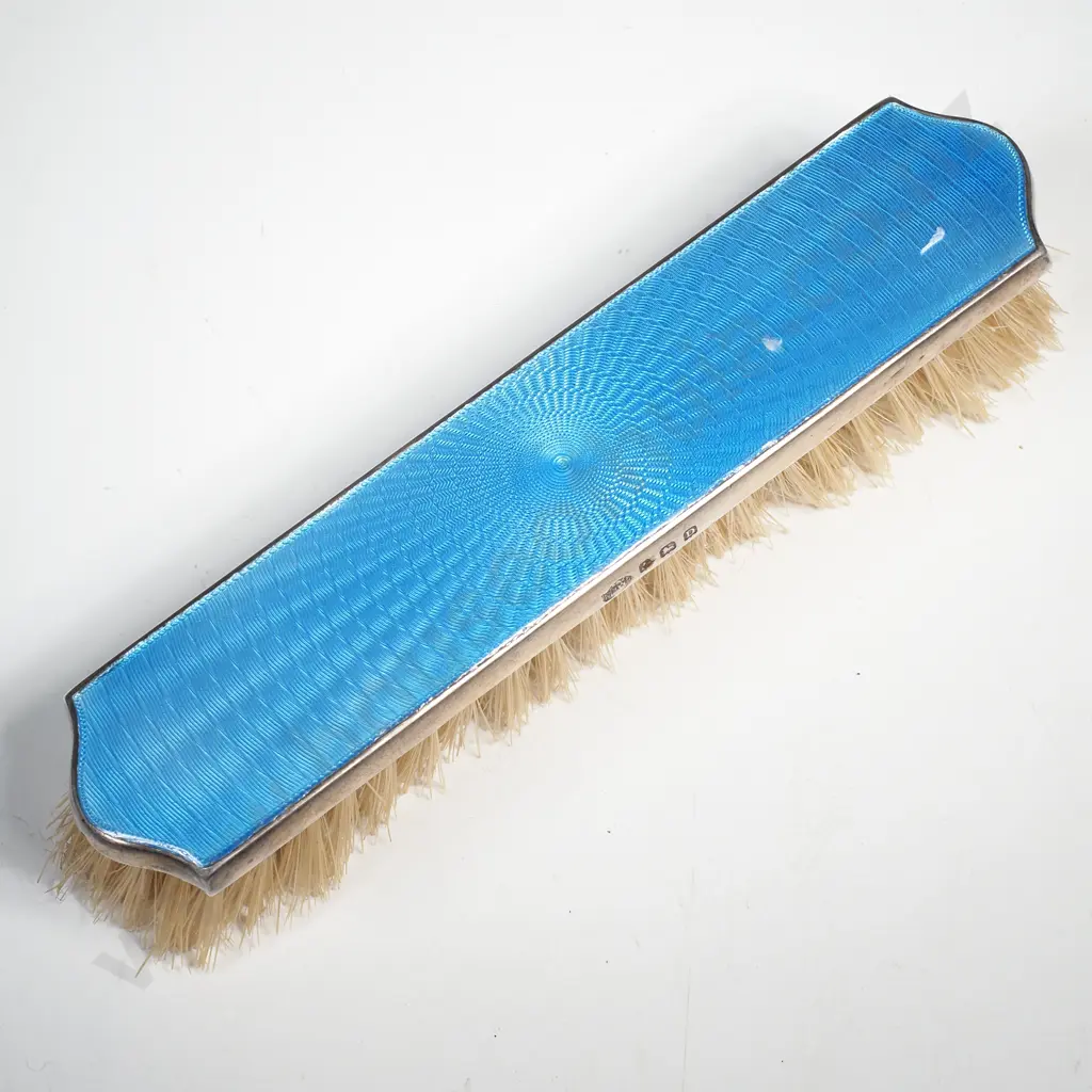 Sterling Silver & Guilloche Enamel Clothes Brush -  TW 58 grams Image 1++