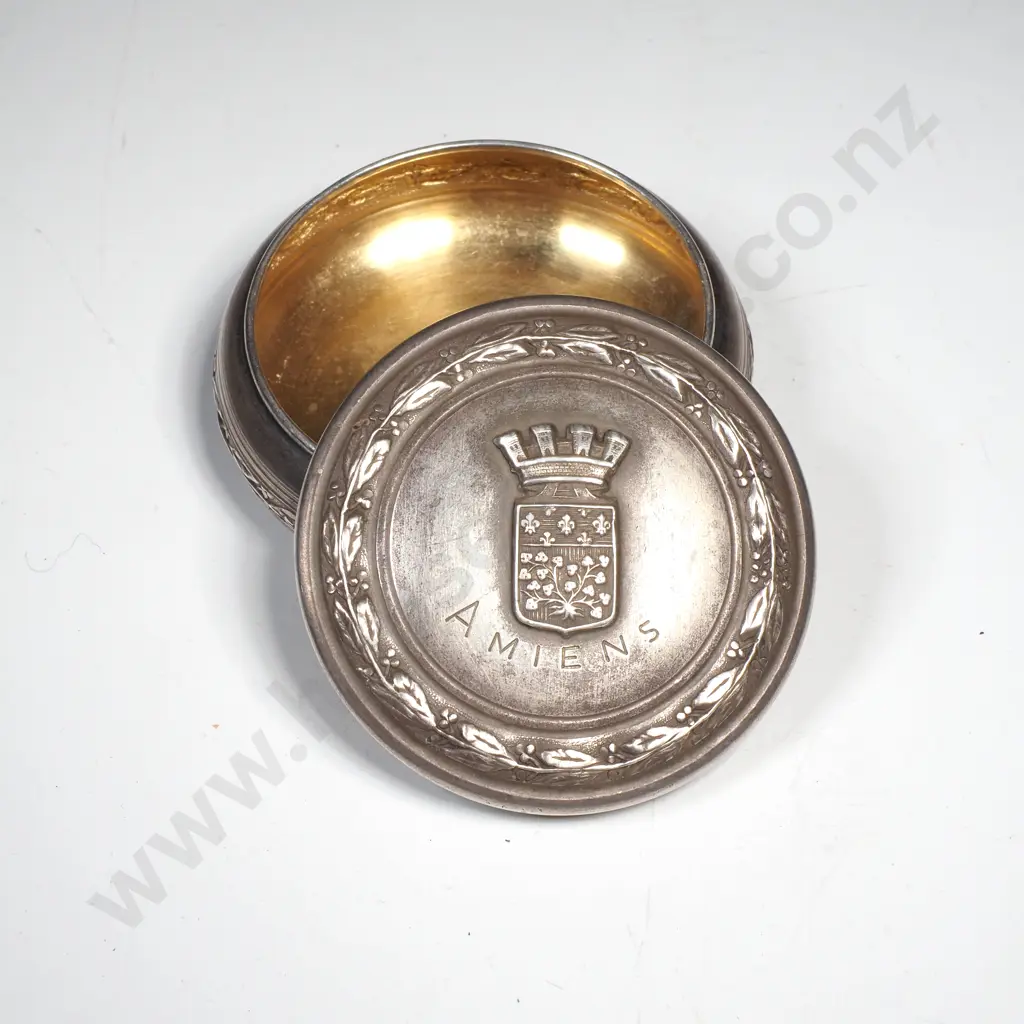 French 950 Silver 'AMIENS' Pill Box - 23.2 grams Image 1++