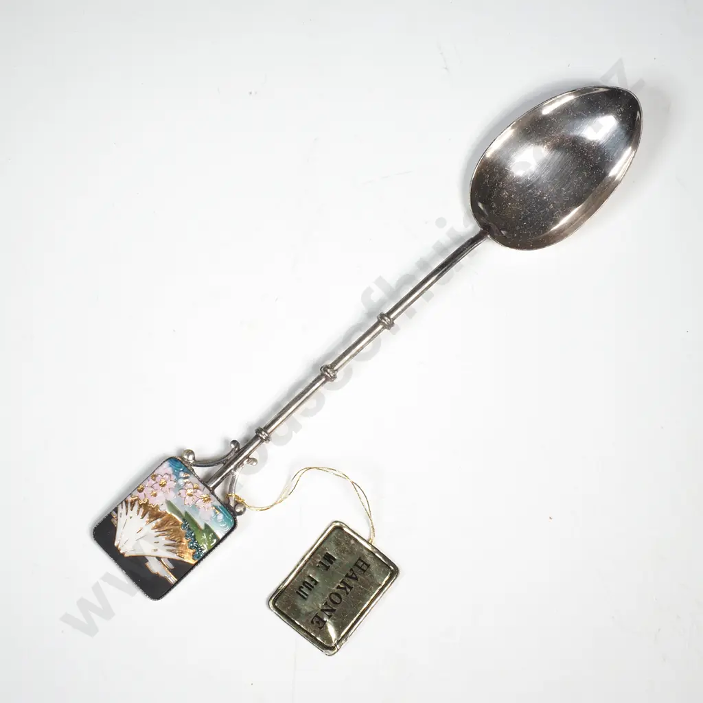 Cased Japanese Sterling Silver Porcelain Spoon Image 1++