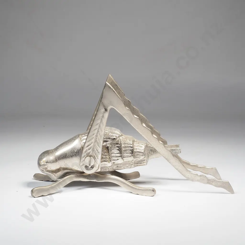 White Metal Grasshopper Ornament Image 1++