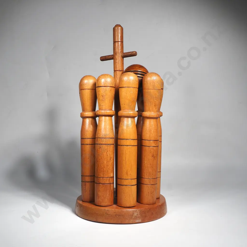 Antique Wooden Skittles Set - Circa 1930s Image 1++