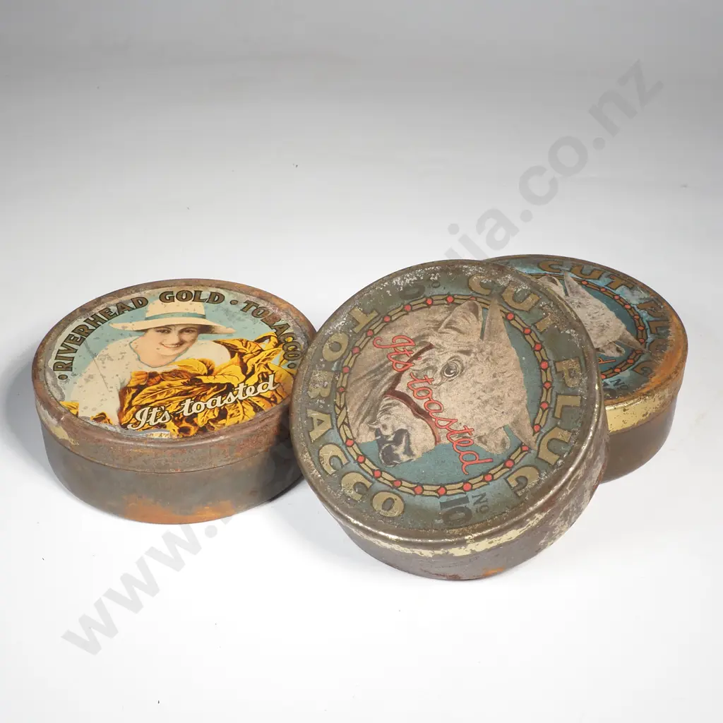 Three Round Vintage Tobacco Tins Image 1++