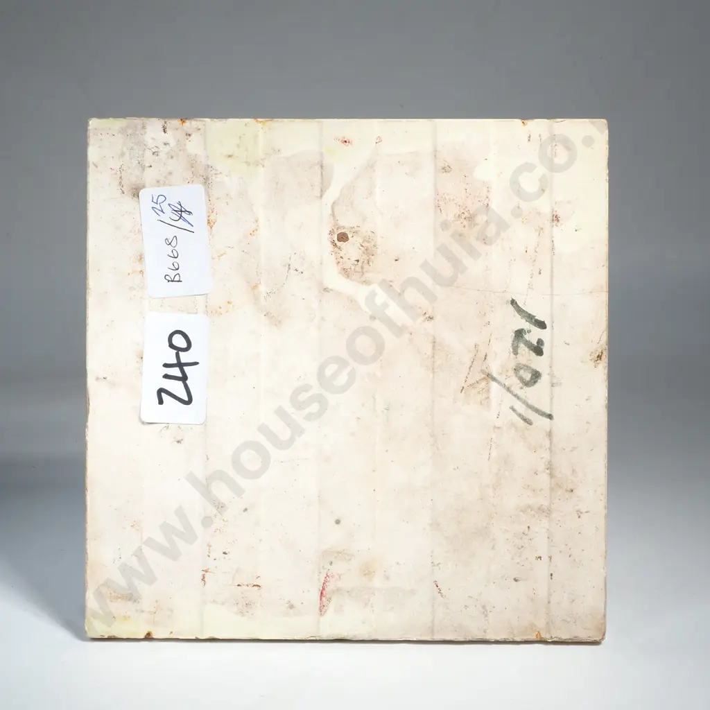 Art Nouveau Square Ceramic Tile w Floral & Scroll Motif Image 1++