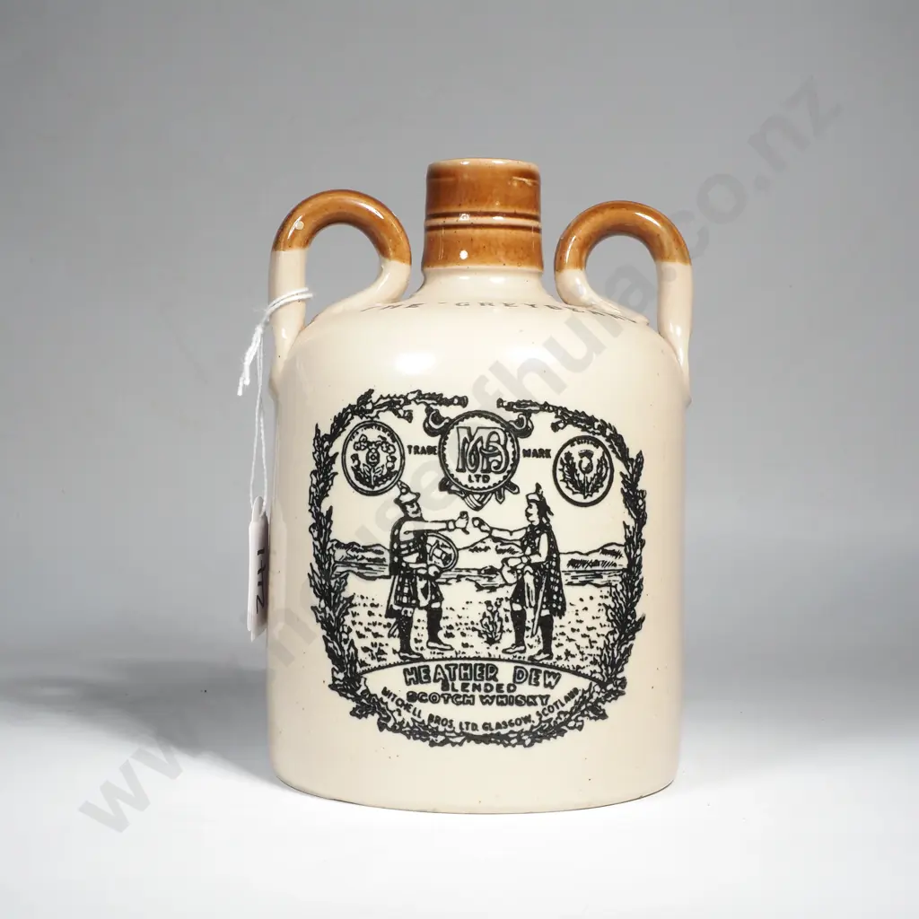 Vintage 'The Greybeard Heather Dew Blended Scotch Whisky Ceramic Stoneware Jug Produced by Mitchell Bros. Ltd, Glasgow Image 1++