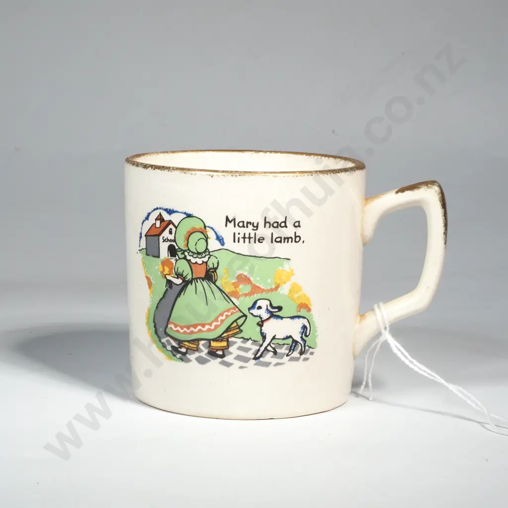 Crown Lynn Childs Mug ' Mary Had a Little Lamb' Image 1++