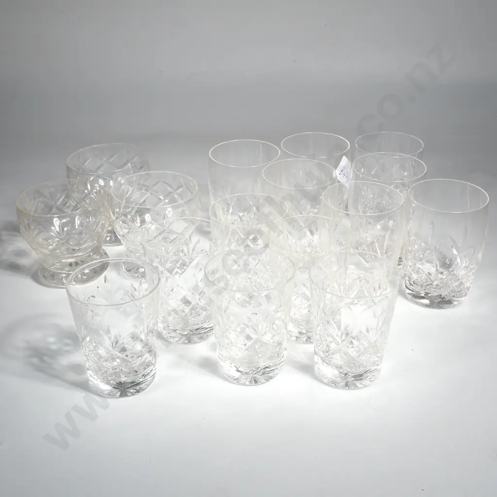 Six Crystal Whisky Glasses, Six Crystal Port Glasses & Four, Three Whisky Tumblers & Another Image 1++