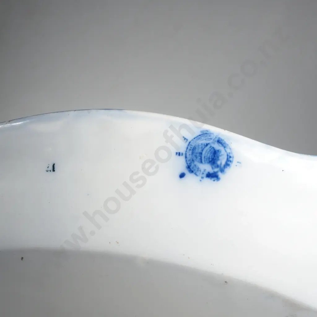 Large Victorian Flow Blue Platter - W H Grindley & Co Image 1++