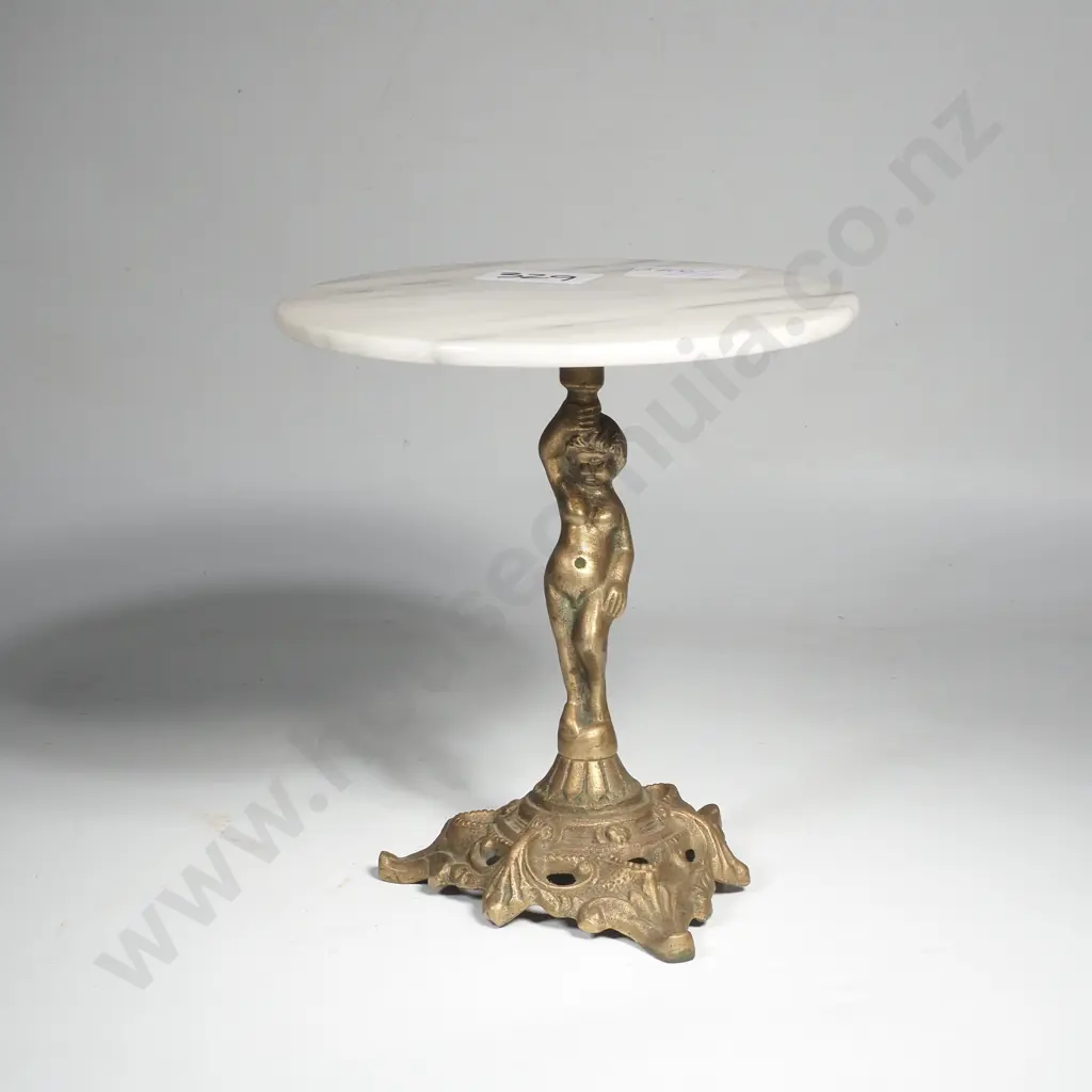 Vintage Brass & Alabaster Stand Image 1++