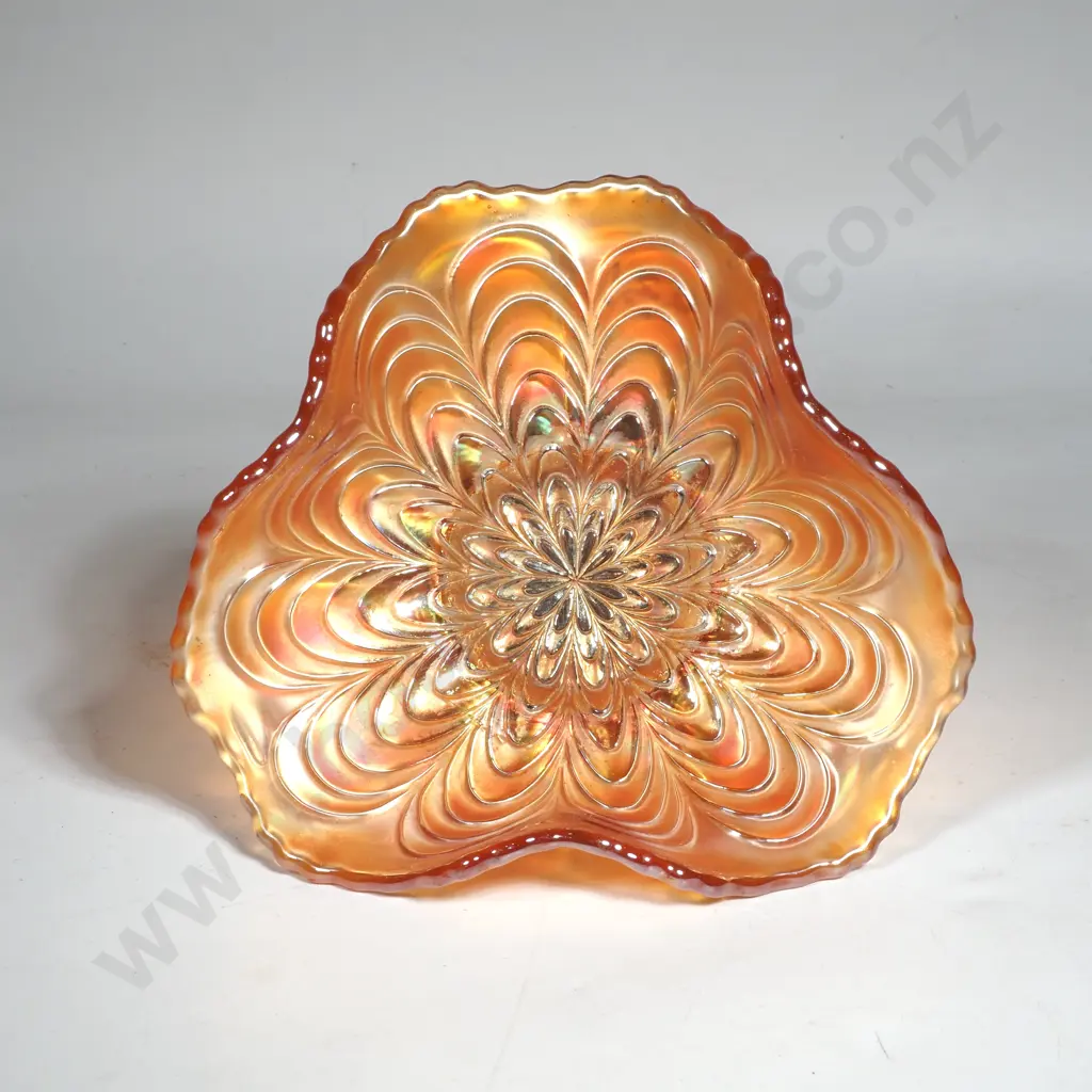 Antique Fenton Carnival Glass Peacock Tail pattern Bowl Image 1++