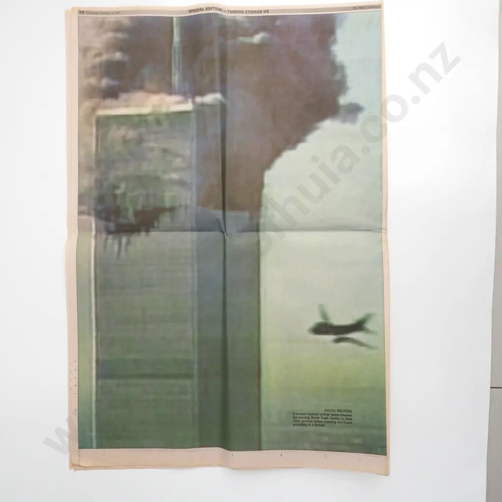Special Afternoon Edition of 'The Press', Published in NZ in Sept 12, 2001 Reporting on the 9/11 Terrorist Attacks in US Image 1++