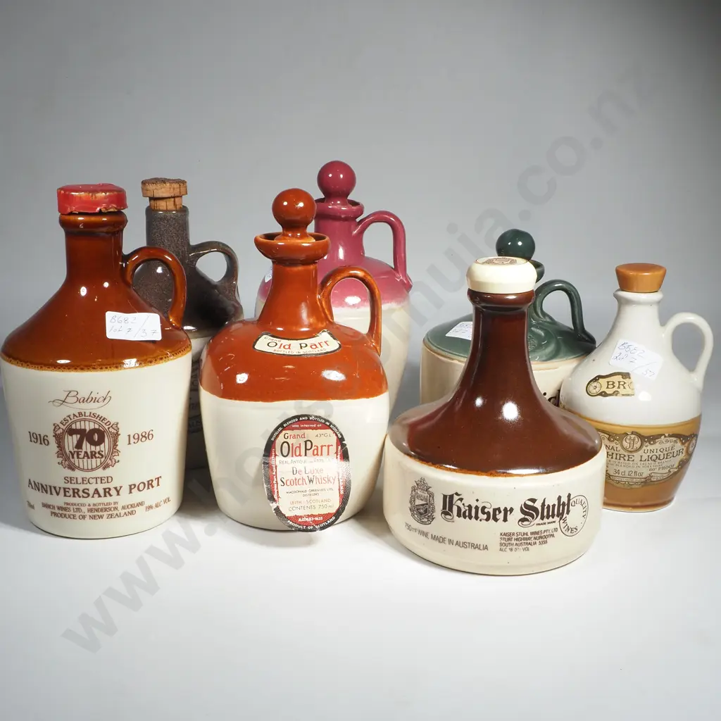Assorted Vintage Pottery Branded Liquor Bottles Image 1++