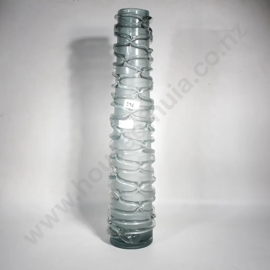 Hand Blown Glass Vase w Sculptural Twisted Rib Design Image 1++