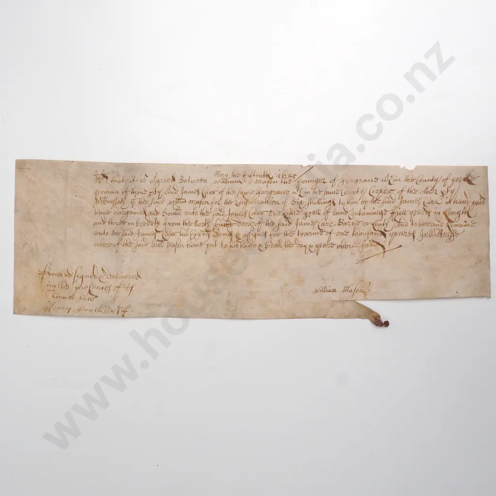 Land Sale (Part of) - Yorkshire England - 1685 - vellum Image 1++