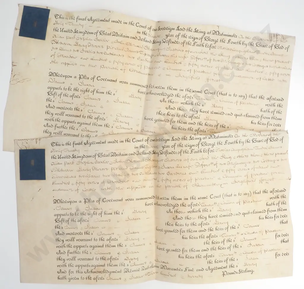 Pair of Court Agreements (part) - England -  1830 Image 1++