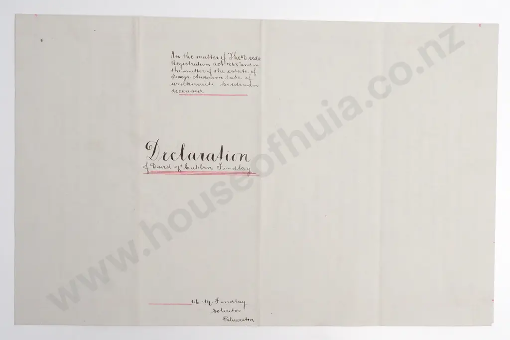 Declaration - Waikouaiti New Zealand - 1896 Image 1++