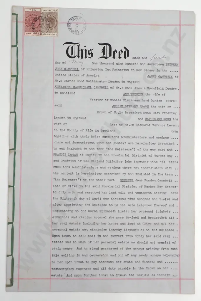 Deed of Release - Princeton, New Jersey, USA - 1917 Image 1++