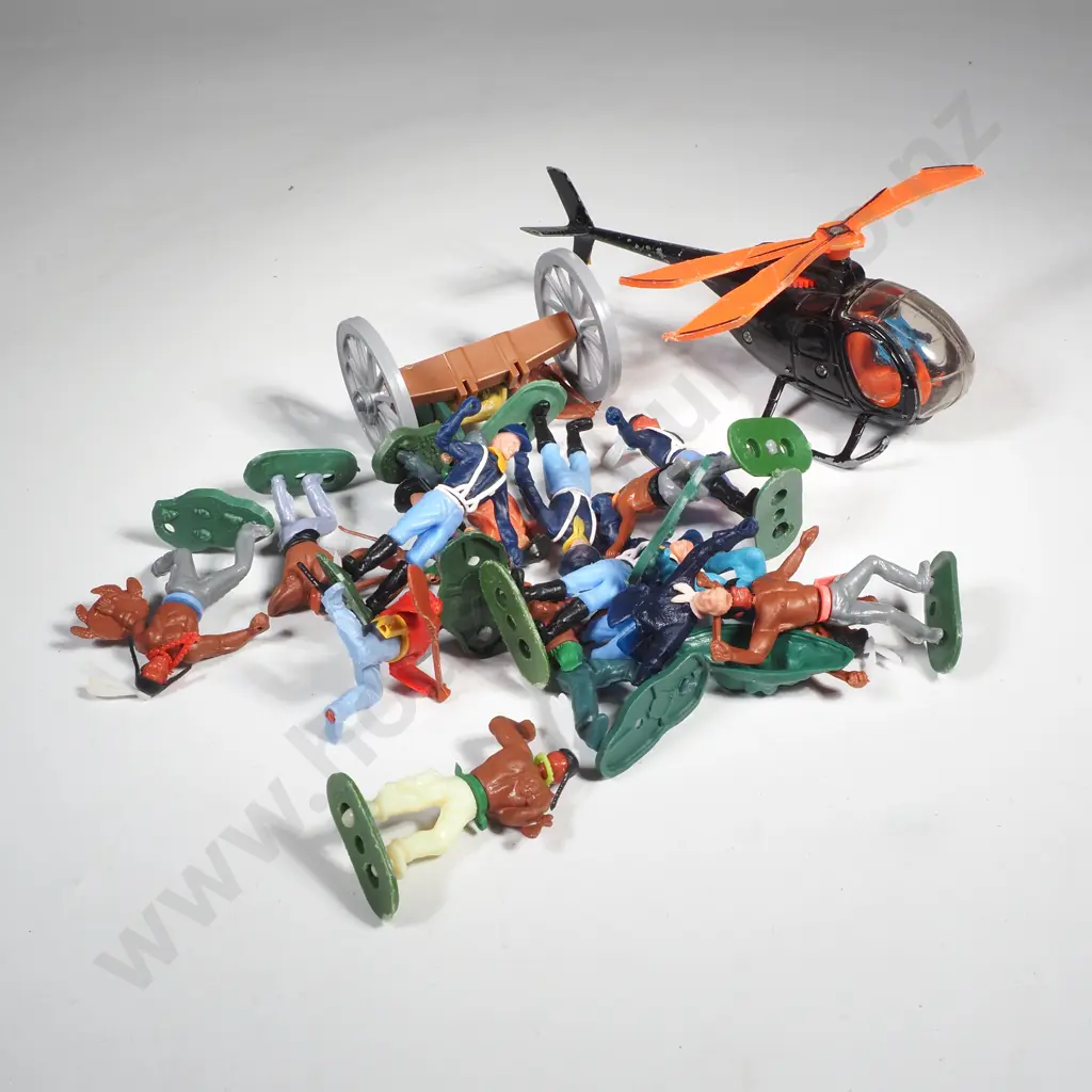 Collection of Vintage Plastic Toy Soldiers & Western Figures from the American Civil War, Wild West & a Corgi Helicopter Image 1++