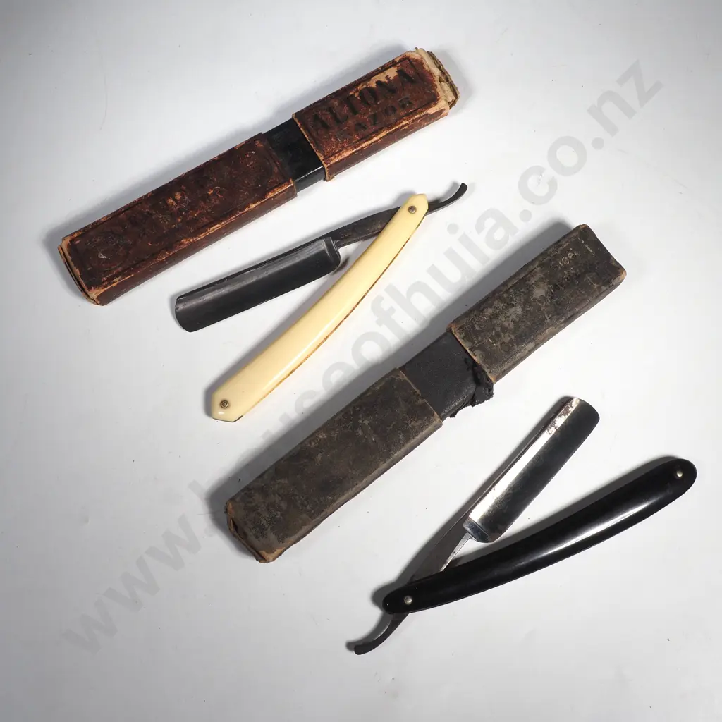 Two Vintage Cut Throat Razors in Cases Image 1++