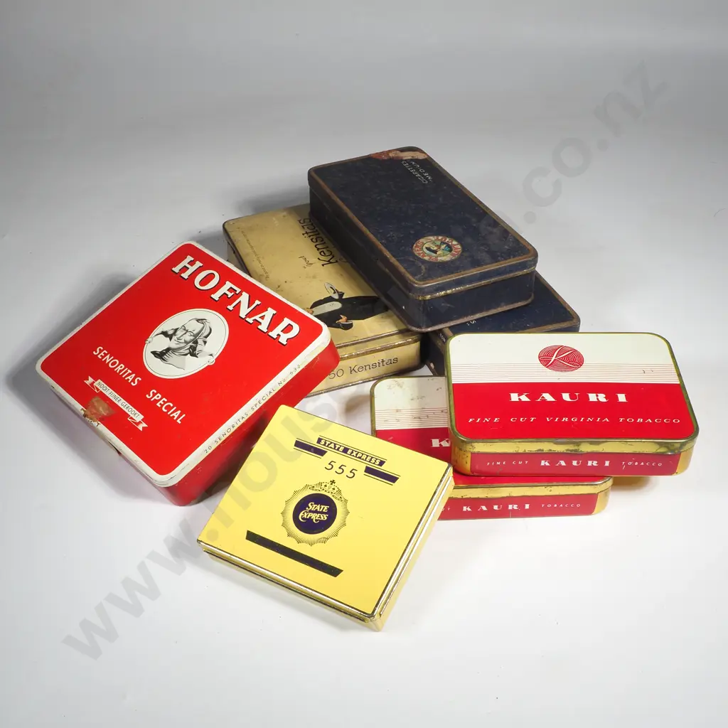 Collection of Cigarette & Cigar Tins Including Kauri, Players, State Express & Hoffnar Image 1++
