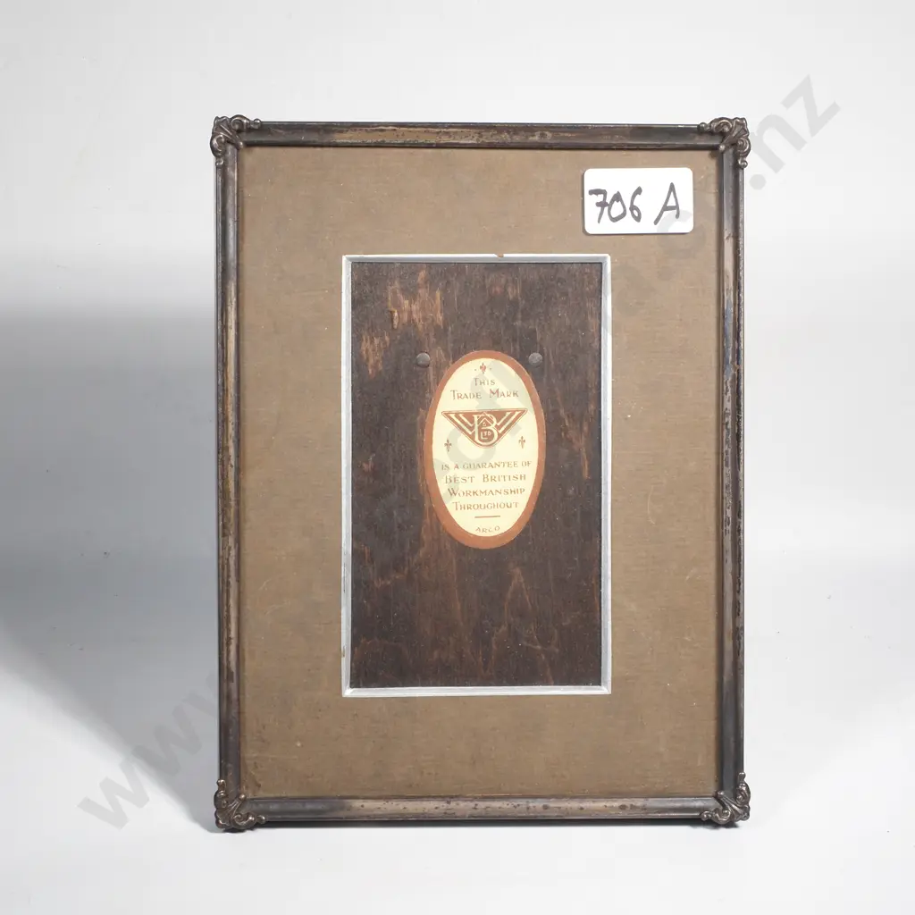 Vintage Arco Brand Silver Tone Photo Frame W Timber Back & Stand Image 1++