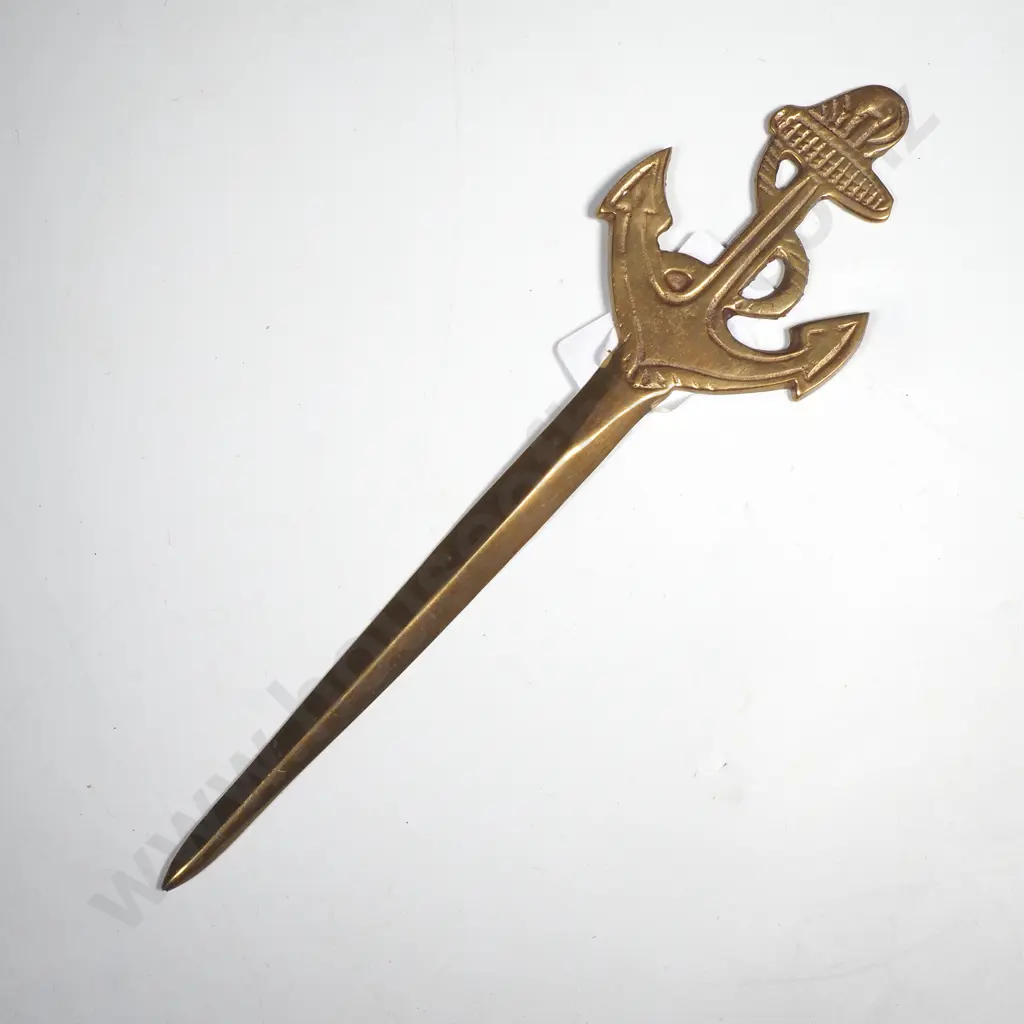 Vintage Brass Nautical Anchor Letter Opener Image 1++