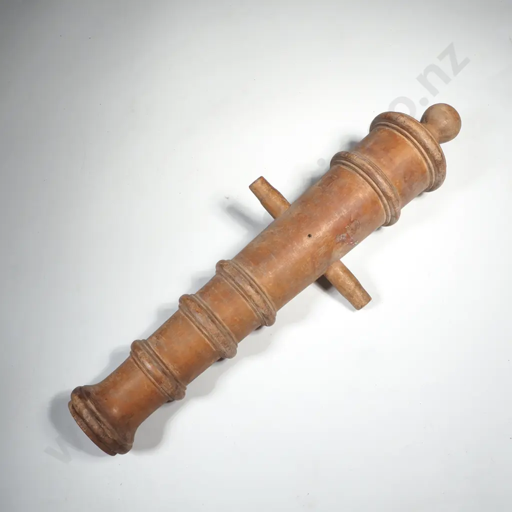 Vintage Turned Wooden Cannon Founder's Marquette w Prominent Trunnions for Mounting Image 1++