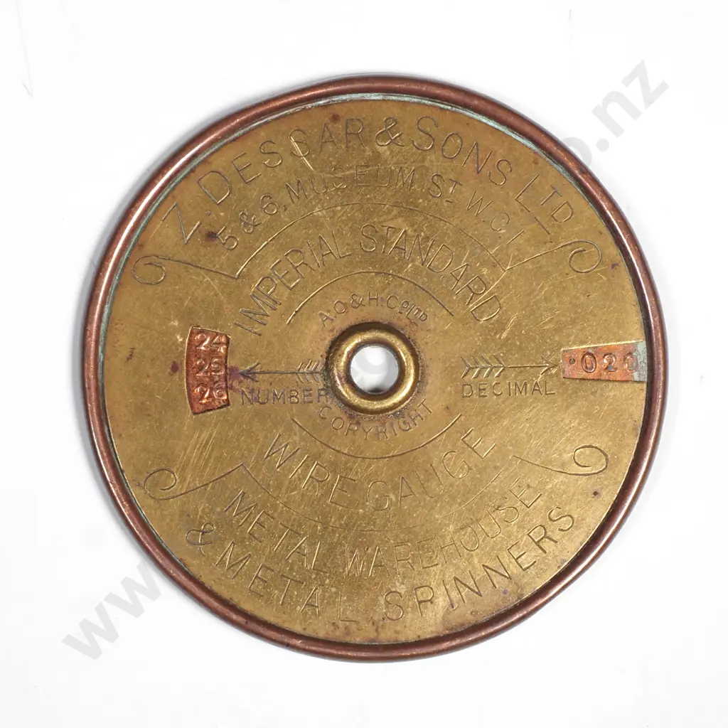 Antique Imperial Standard Wire Gauge Measuring Tool w the Reverse is a Ready Reckoner for Calculating Costs of Metals, Image 1++