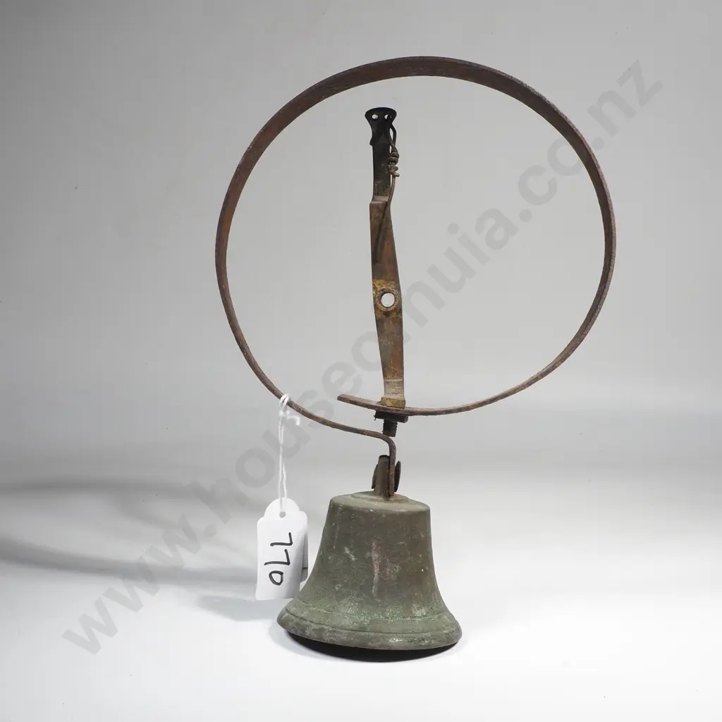 Antique Brass & Sprung Curved Steel Shop Door or Servant's Bell Image 1++