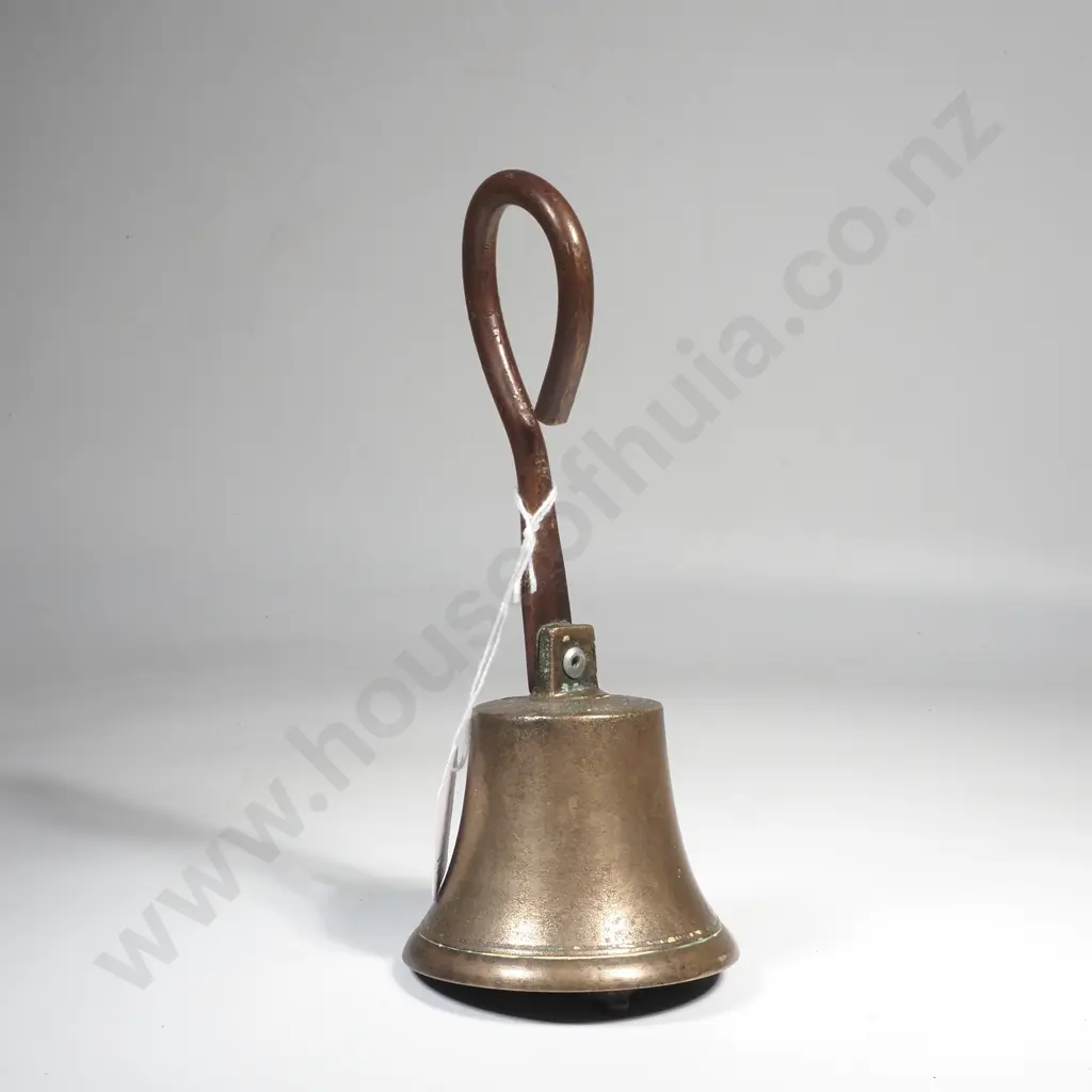 Victorian Brass Shop Keepers Door Bell w Curved Metal Handle Image 1++