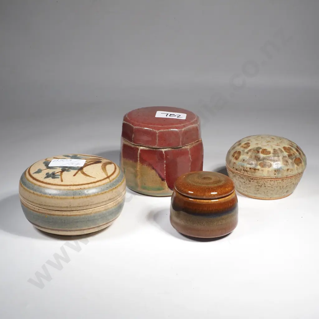 Four NZ Studio Pottery Trinket Boxes Image 1++