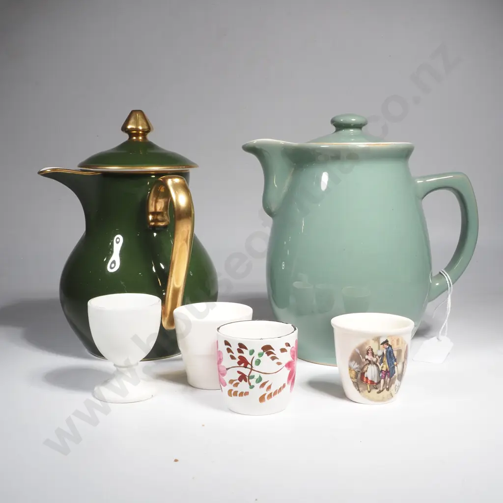 Denby One & a Half Pint Jug & Pillivuyt 'Green Bistro' Hot Milk Pitcher & Four Egg Cups Image 1++