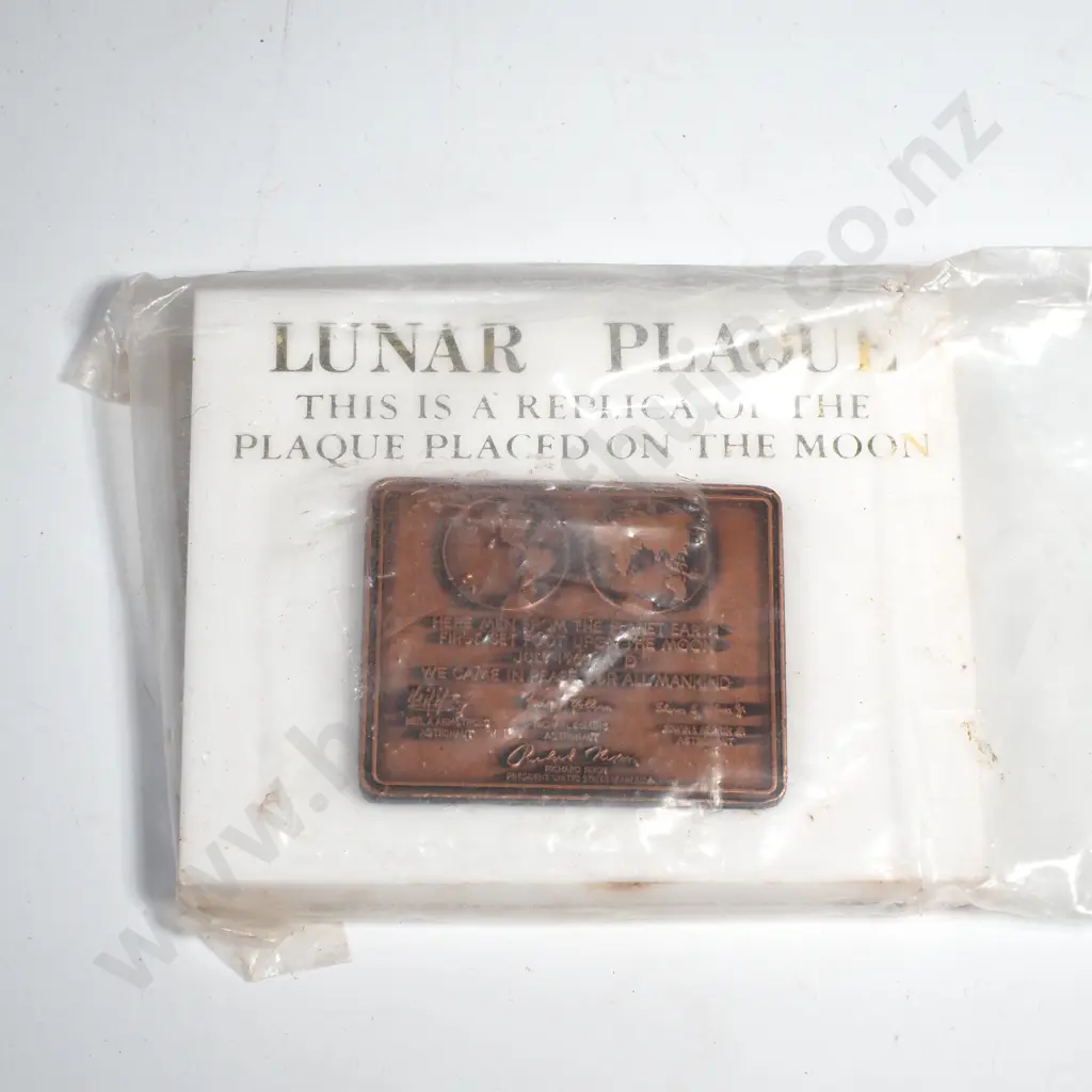 Vintage Replica Lunar Plaque, 'First Landing on the Moon' Image 1++