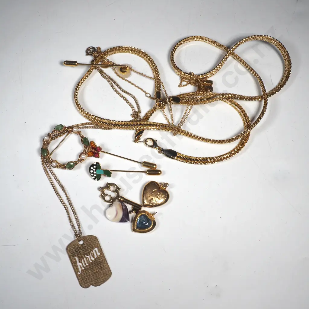 Collection of Gold Plated Jewellery to Include Bracelet, Pendants, Charms, Tiepins Image 1++