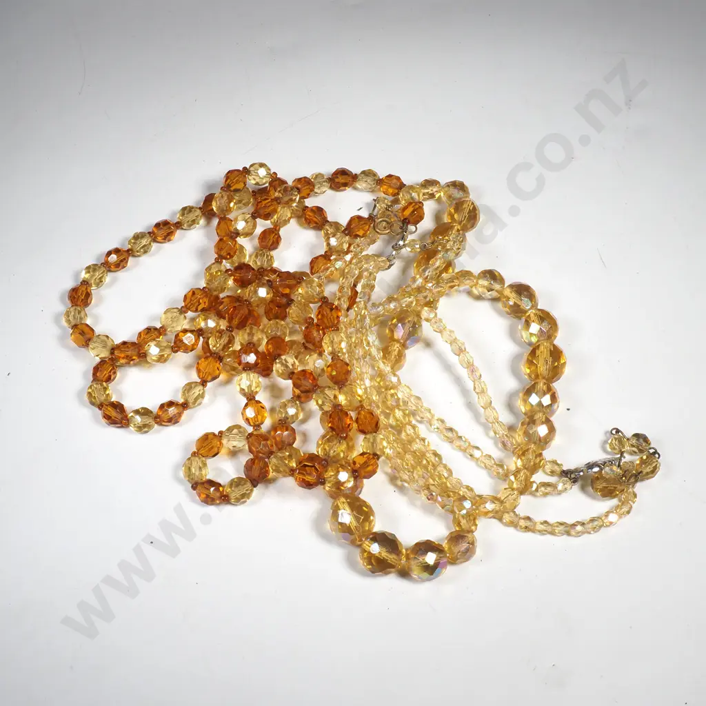 2 x Vintage faceted Amber Glass Necklaces Image 1++