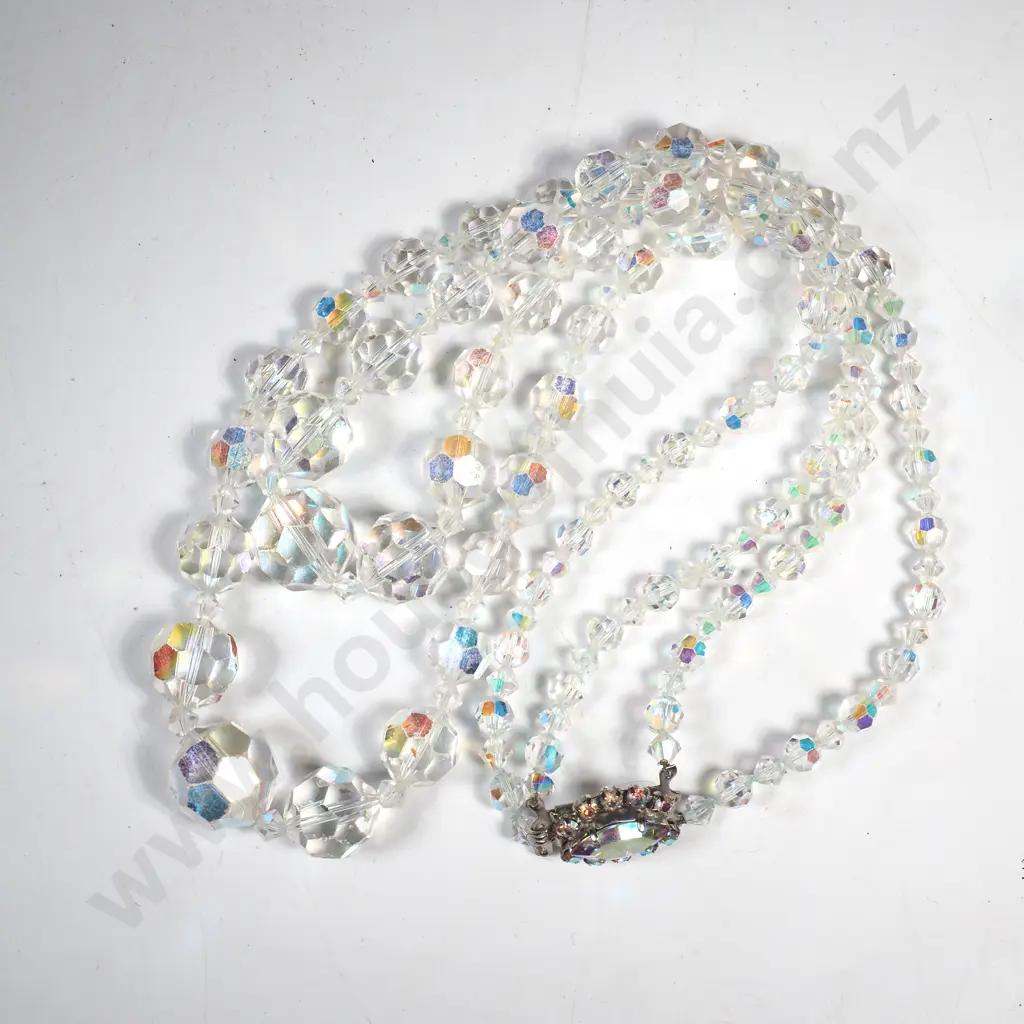 Vintage Graduated & Faceted Crystal Double Strand Necklace. Image 1++