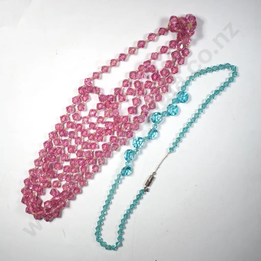 2 x Vintage Faceted Glass Bead Necklaces Image 1++