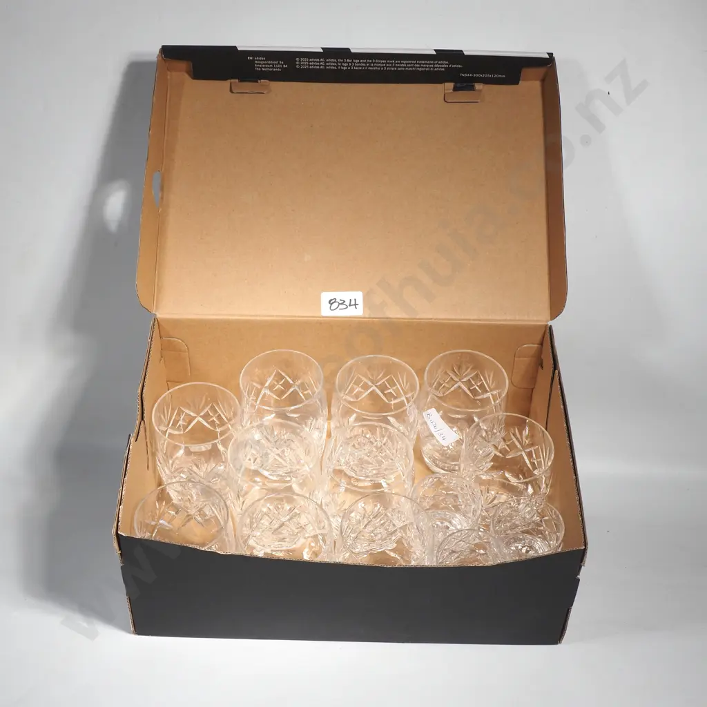 Ten Crystal Whisky Glasses & Six Crystal Liqueur Glasses Image 1++