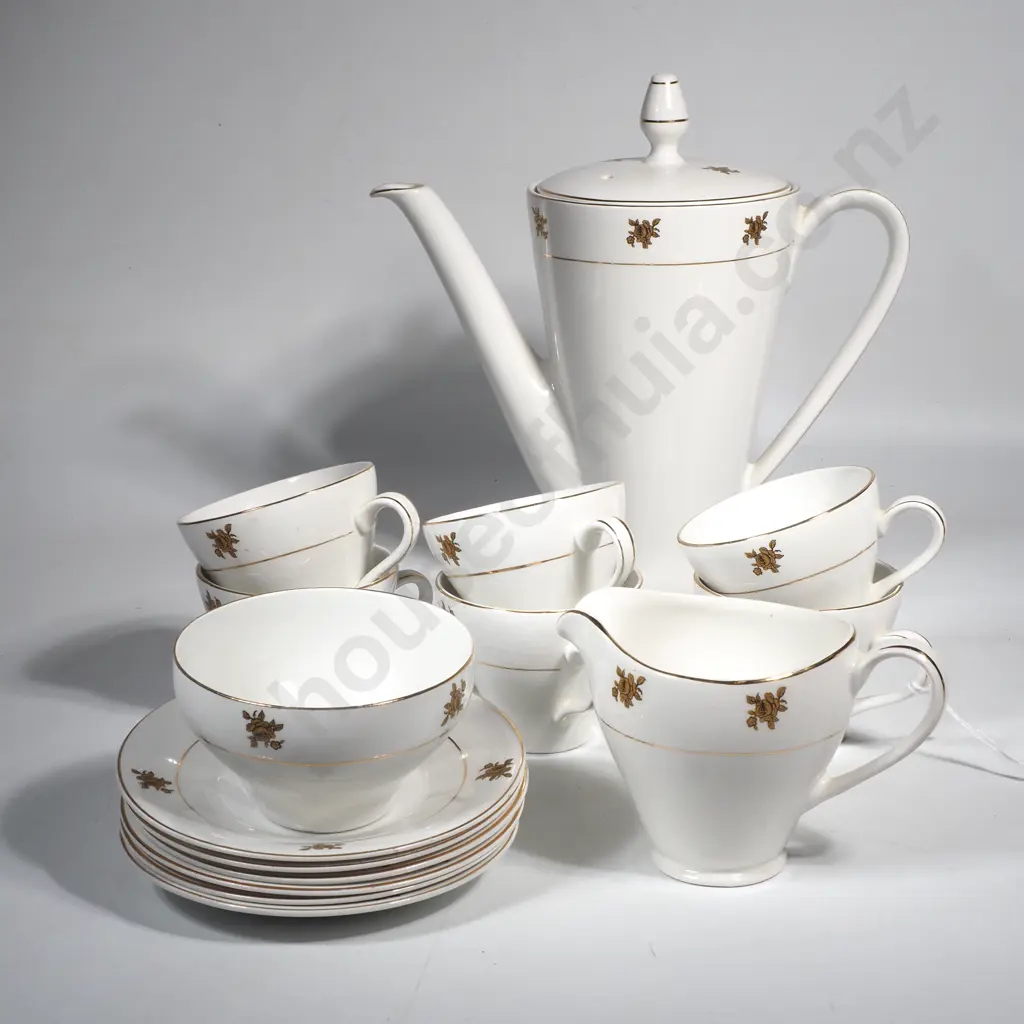 Burleigh Ware Burgess & Leigh 21 Piece Coffee Set - Six Demi-Tasse Cups & Saucers, Sugar Bowl, Milk Jug & Coffee Pot Image 1++