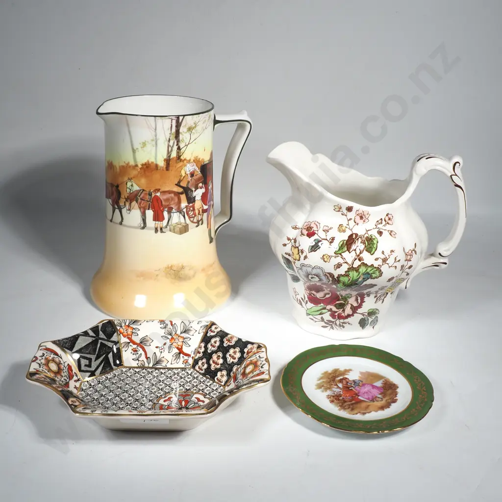 Royal Doulton Coaching Scene Jug, Limoges Small Dish, Mason's 'Applique' Dish & a Booth's Jug in the Stanway Pattern Image 1++